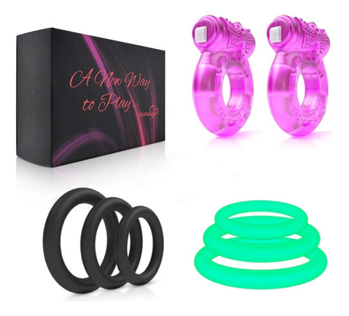 Anillo Vibrador Cepillo Clítori Pene Retarda Eyaculación Set