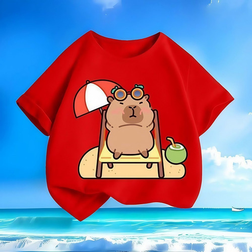 X, Divertida Camiseta Infantil Con Estampado Capibara