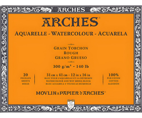 Bloco Papel Arches Aquarela Torchon Rough 31x41cm 20 Folhas