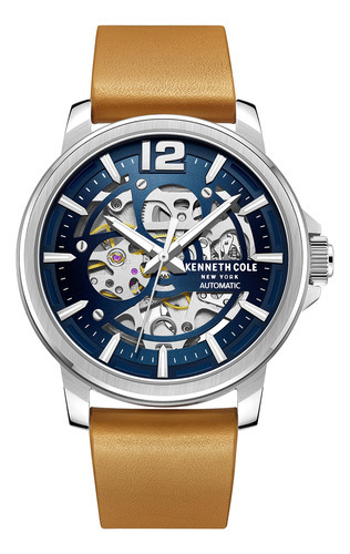 Reloj Hombre Kenneth Cole Kcwge2220502 New York Color de la correa Marrón Color del bisel Plateado Color del fondo Azul