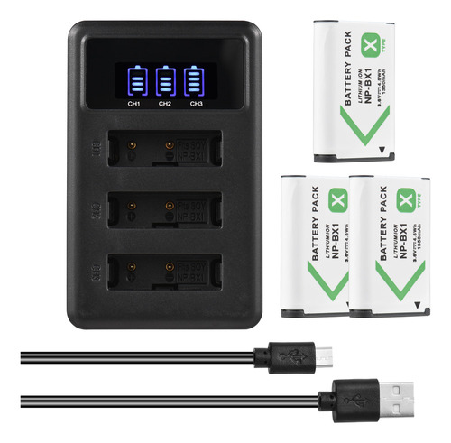 Batería De Carga Np-bx1 Baterías Con Vii/zv-1 Np-bx1 + Usb D