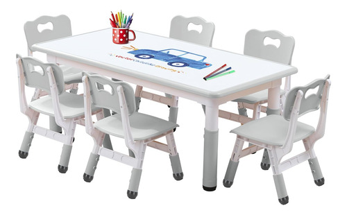 Happymaty Juego De Mesa De Manualidades Y 6 Sillas Para Niño