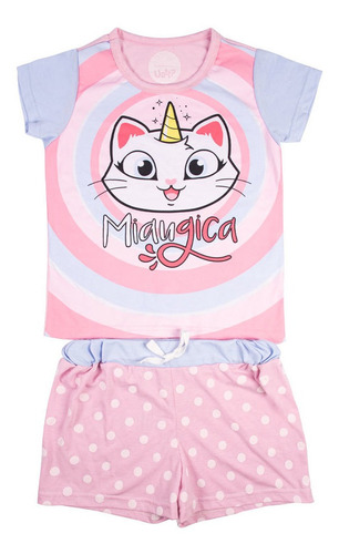 Pijama Camisa E Short Infantil Feminino 4 Anos - Catcórnio