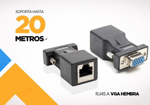 Extensor Vga Por Utp Rj45 Lan Cable Alargue Hasta 20m 1080p