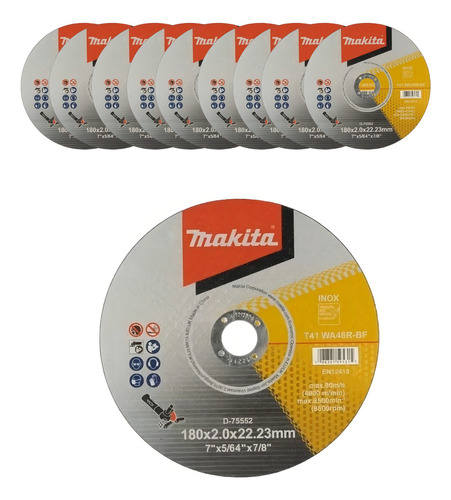 Kit Disco Fino De Corte Para Inox 25unid 115x1.0mm Makita Cor Bege