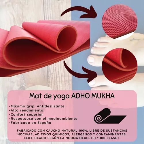 Mat Yoga Colchoneta Adho Mukha Antideslizante Caucho Natural