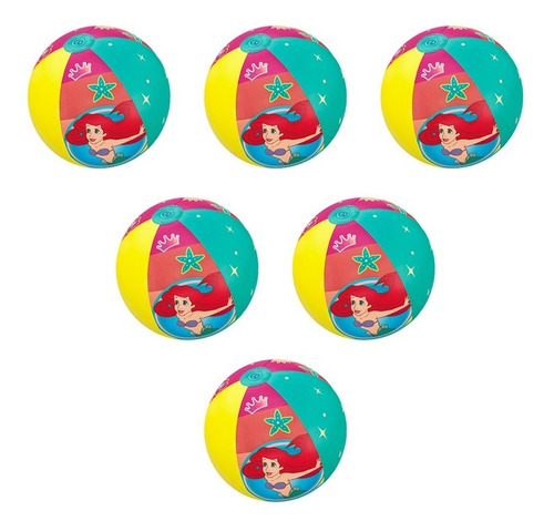 Pelota De Playa Inflable Rosa De Princesas Mayoreo 6 Piezas 