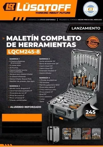 Juego De Herramientas Maletin Metalico 245pz Lusqtoff316 Lf Color Plateado