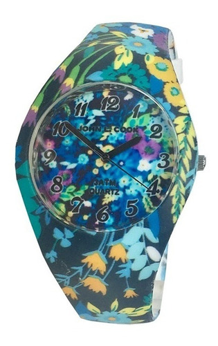 Reloj John L Cook Silicona 9453 Malla Floreado Azul/violeta/celeste