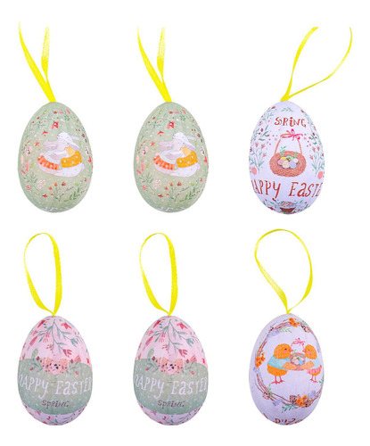 6x Adornos De Huevos De Pascua Colgantes Huevos De Estilo B