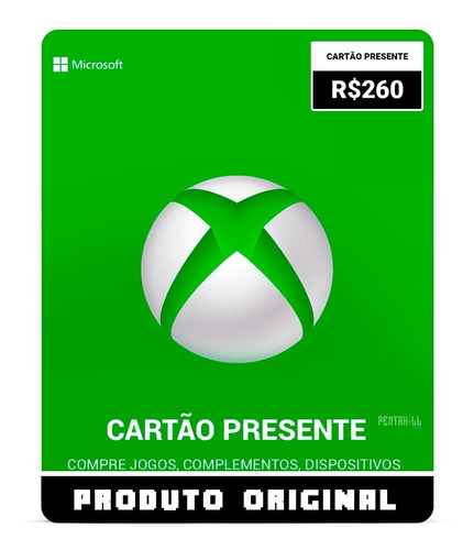 Cartão Xbox Live R$260 Reais Xbox 360 One X S Envio Imediato