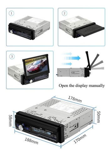 Imagen 6 de 9 de Radio Multimedia Con Pantalla Retráctil 7` + Camara Reversa