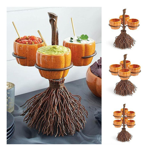 Halloween Lindo Tazones De Resina De Calabaza En La Escoba