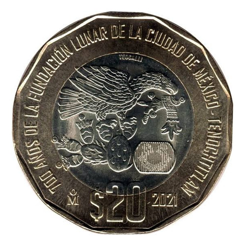Moneda 20 Pesos 700 Años De La Fundación Lunar 