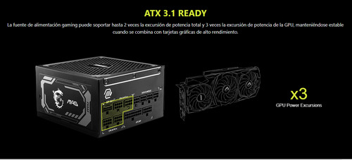 Fuente Poder Msi Mpg A1250gl 1250w Pci5 80+ Gold Atx3.1 Fm