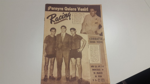 Revista Racing N° 757 19/3/1958  