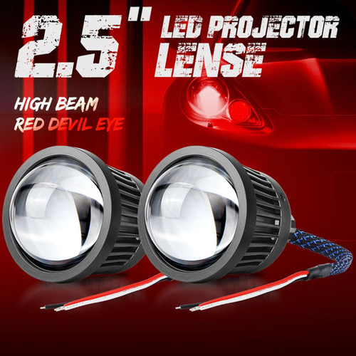 2.5 Inch Led Projector Len High Beam Fog Light Red Devil Eye