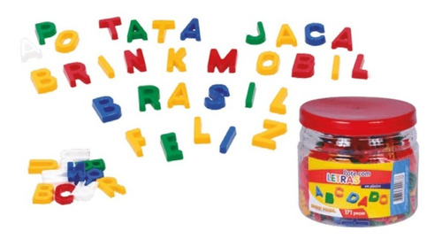 Pote Com Letras Em Plástico Alfabeto Móvel 171 Peças