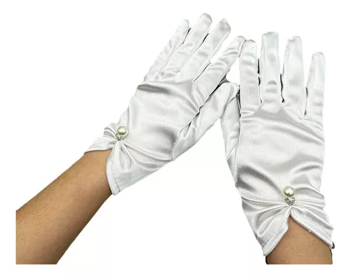 Guantes Novia Blancos Encaje Elastizado Talle 1 / Small