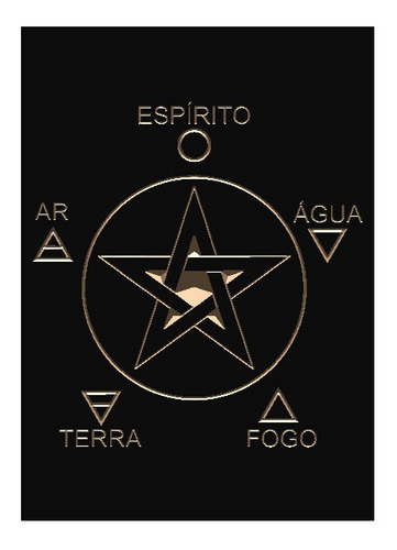Quadro Entalhado Em Madeira - Pentagrama 2 - Esotérico