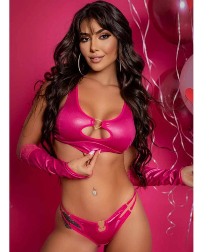 Conjunto Lingerie Luxo Desejos Feminino Sexy Linda Top Cirre