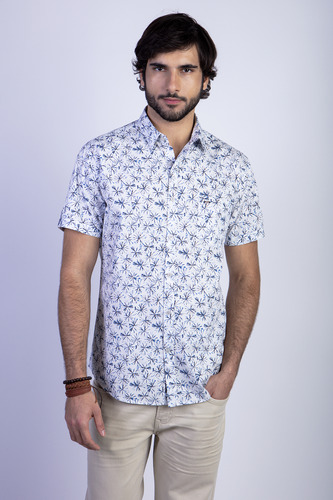 Camisa Estampada Cambridge Fj Azul Ferouch Ss24