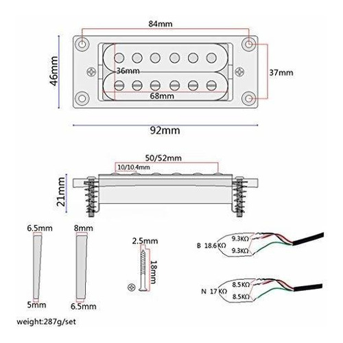 Juego De Pastillas Alnicov Humbucker De Doble Bobina Con Cue