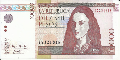 Colombia 10000 Pesos, 21 Febrero 2004