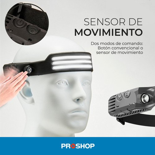 Linterna Led Recargable Vincha Minero Cabeza Usb Sensor ! Color de la linterna Negro Color de la luz Blanco