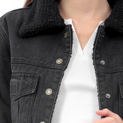 Chamarra Para Mujer Crop Denim With Sherpa Forever 21