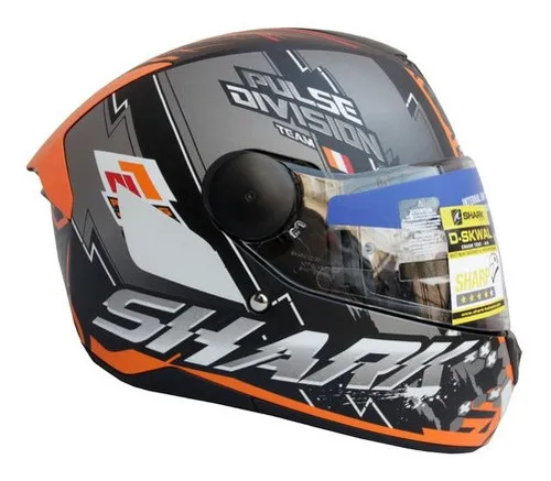 Casco Shark D Skwal 2 Noxxys negro naranja plata mate Kos