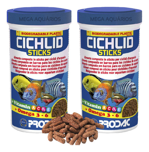 Ração Prodac Cichlid Sticks Ciclídeo Africano Americano 180g