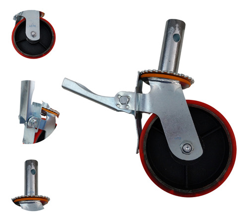 Roda Para Andaime 6 Com Freio Cap. 500kg Poliuretano