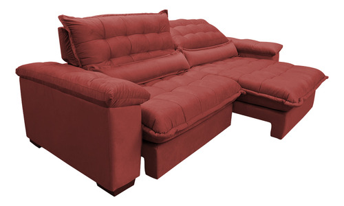 Sofá Retrátil e Reclinável 2,52m com Molas Ensacadas Cama inBox Aconchego Tecido Suede Vermelho