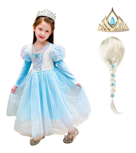 Disfraz De Elsa Frozen Para Niña, Vestido De Terciopelo De M