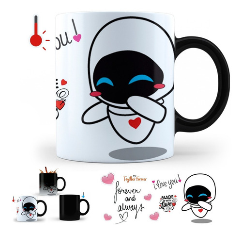 Imagen 3 de 6 de 2 Tazas Mágicas Walle Eva Pareja San Valentin Amor