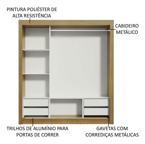 Ropero Closet Madesa Lyon Plus 3 Puertas 4 Cajones Marrón
