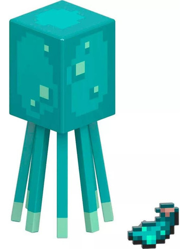 Minecraft Figura Original Calamar Brillante Mattel Mojang 