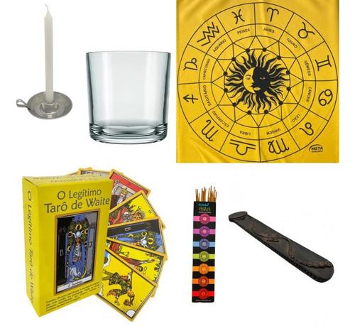 Kit Jogo Tarot Completo Toalha +baralho +incenso +porta Vela