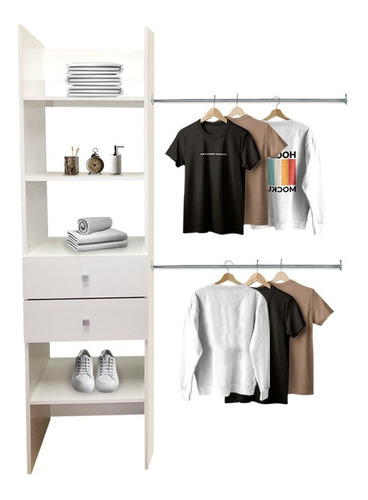 Closet Verona 2 Cajoneras Premium Ajustable Color Blanco