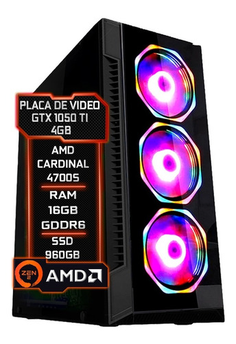 Pc Gamer Fácil Amd 4700s 16gb Gddr6 Gtx 1050ti 4gb Ssd 960gb