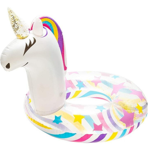 Salvavidas De Unicornio Glitter Flotador Kawaii Inflable