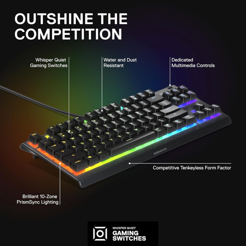 Teclado Para Juegos Steelseries Apex 3 Tkl Rgb - Teclado...