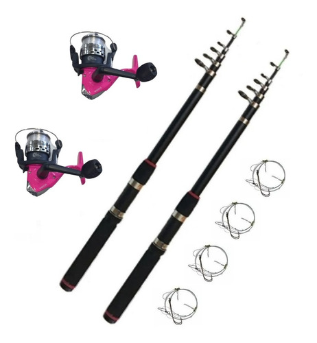 Combo De Pesca: 2 Reel + 2 Cañas 2.10mts + 4 Líneas Oferta