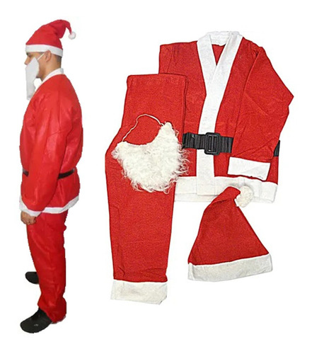 Papai Noel Roupa Completa Natal Natalino Com Gorro Fantasia