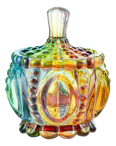 Socosy - Frasco De Cristal Transparente Repujado Con Tapa, P