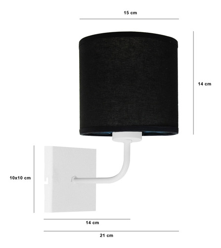 Lampara Aplique Velador Curvo Led Pared Dormitorio Pantalla Estructura Blanco/negra