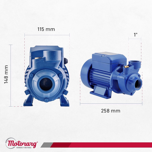 Bomba Periférica Motorarg Pf50 0.5hp 32mts 1700 L/hs 0.5 Hp Frecuencia 50 Hz Fase Eléctrica Monofásica Color Azul