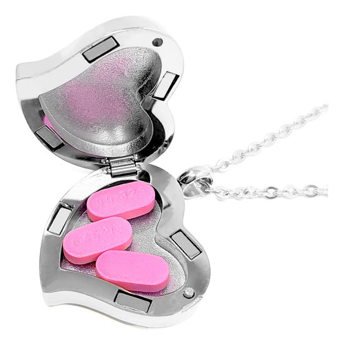 Amour Heart Pill Necklace - Polished Heart Locket With Stron