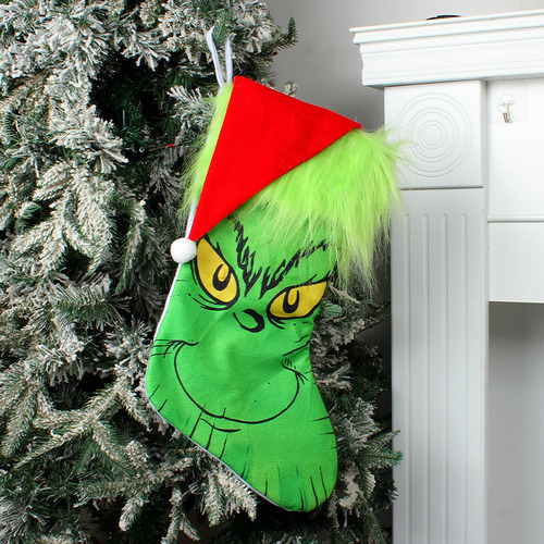 2 Pcs Saco De Doces Para Meias Brilhantes Grinch De Natal